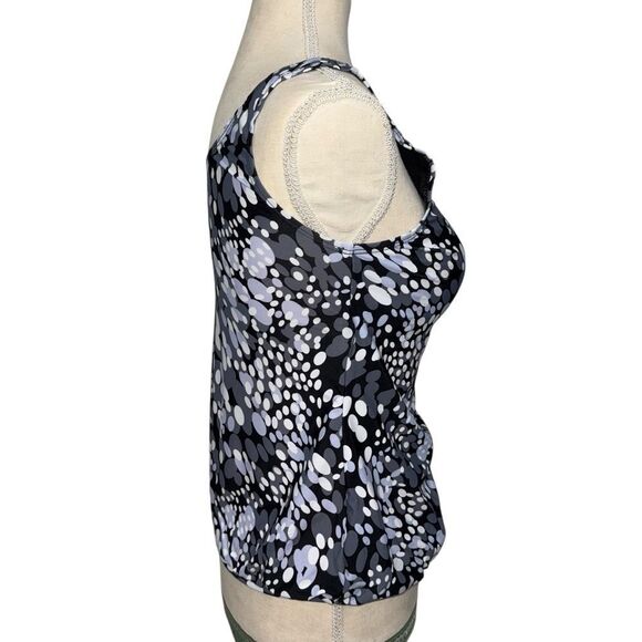Women's Black White Blue polka dot Patterned Swim Top two piece Sleeveless M - Picture 6 of 12